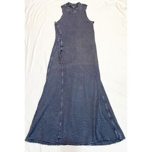 Free People FP One Natasha Thermal Waffle Dress in Navy Sleeveless High Neck L